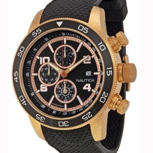 Nautica Black and Bronze Chronograph Watch